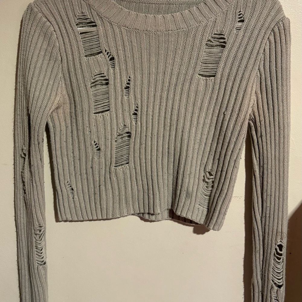 Distressed nude Crop Top